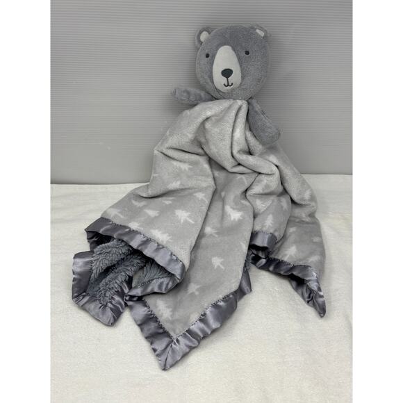 Cloud Island Large Bear Baby Lovey Security Blanket Gray Tree Print 29 x 29 - Picture 1 of 6